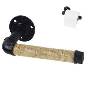 lot 12304 image: Nautical Toilet Paper Holder, Industrial Rope Tissue Holder Rustic Towel Rack for Bathroom Decor