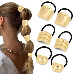 lot 12308 image: WHAVEL 6 Pcs Gold Hair Ties Hair Cuff Non-Damage Ponytail Holders Gold Hairs Accessories for Women