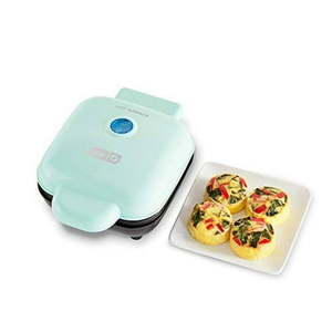 lot 12317 image: Dash DBBM450GBAQ08 Deluxe Sous Vide Style Egg Bite Maker with Silicone Molds for Breakfast Sandwiches  Healthy Snacks or Desserts  Keto & Paleo Friendly  (1 large  4 mini)  Aqua