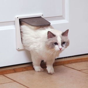 lot 12322 image: Pet Safe P1-4W-11 5-12  x 6-18  Gray Cat Door with 4-Way Lock