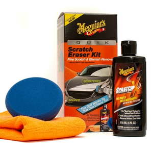 lot 12323 image: Meguiar s Quik Scratch Eraser Kit  Car Care Kit with ScratchX  Drill-Mounted Pad  and Microfiber Towel  Multi-color