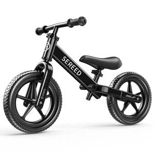 lot 13180 image: SEREED Toddler Balance Bike 2 Year Old, No Pedal Kids Toy Bike for 2-5 Years Old, Tool-Free Adjustment, Gift for 2-3 Girls, Customize Plate with 3pcs Stickers (Black)