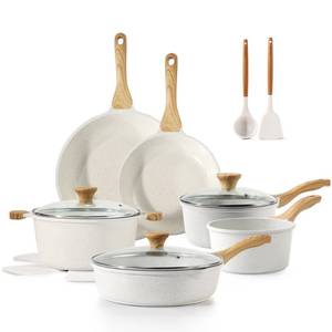 SENSARTE Nonstick Ceramic Cookware Set 16-Piece, Healthy Pots and Pans Set, Non-toxic Kitchen Cooking Set with Stay-Cool Handles, Silicone Utensils and Pot Protectors, PFAS/PTFE/PFOA Free