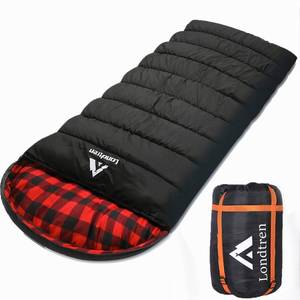 lot 13198 image: Londtren Large 0 Degree Sleeping Bags for Adults Cold Weather Sleeping Bag Camping Winter Below Zero 20 15 Red Flannel Big and Tall