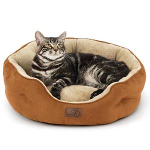 lot 13199 image: Bedsure Dog Beds for Small Dogs - Round Cat Beds for Indoor Cats, Washable Pet Bed for Puppy and Kitten with Slip-Resistant Bottom, 20 Inches, Terracotta