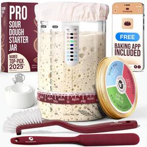 lot 13204 image: Superbaking Sourdough Starter Jar, Beginner Sourdough Starter Kit, 34oz Wide Mouth Sour Dough Glass Jar with Guides & Recipes, Sourdough Bread Baking Supplies, Sourdough Container Crock