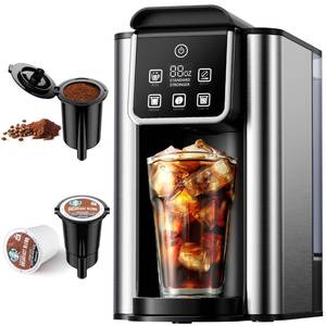 lot 13215 image: KIDISLE Hot & Iced Coffee Maker with Bold Setting, Single Serve Coffee Maker for K Cup and Grounds, 6-14 Oz Brew Sizes, 50 Oz Removable Water Tank, One Cup Coffee Machine with Reusable Filter, Black