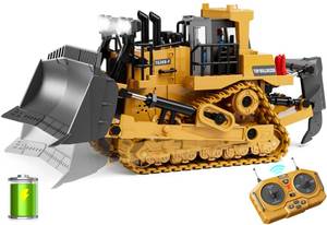 lot 13220 image: KIDMARKT Metal RC Bulldozer Toy for Kids  9-Channel Remote Control Track-Type Tractor with Lights & Sounds, Realistic Construction Vehicle Toy for Boys Ages 3-12, Rechargeable Gift for Birthday 2026