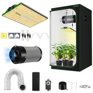 MELONFARM Grow Tent Complete Setup 2x2, 70W Full Spectrum LED Grow Light & 24\"x24\"x48\" Grow Tent Bundle, 4\" Efficient Airflow Ventilation System with Soundproof Duct Connector