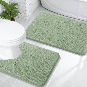 lot 13253 image: OLANLY Bathroom Rugs Sets 2 Piece, Soft Absorbent Chenille Bath Mats and U-Shaped Contour Toilet Mat Area Rug Set, Machine Washable Bath Carpet, Home Decor Accessories(30x2024x20, Sage Green)
