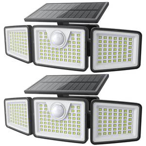 lot 13255 image: daphino 2500LM Solar Lights Outdoor with Motion Sensor,3 Head 270° Wide Angle Street Area Lights, IP65 Waterproof Security Lighting with 3 Modes(Non-Remote,2 Pcs)
