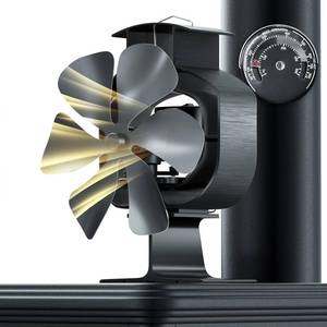 lot 13258 image: YOZISS Wood Stove Fan Heat Powered Fireplace Fan Non Electric,60° Oscillating Heat Powered Fan 6 Blades with Magnetic Thermometer, Thermal Fan for Wood Burning Stove