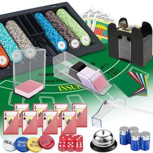 lot 13270 image: Ultimate Casino Game Set 6 Deck Shuffler300pc Hi-End Chips8 Pro Plastic Poker CardCard ShoeChip RakeFeltAccessories, Blackjack Set & Texas Holdem Kit, Poker Night Kit for Adult Casino Party
