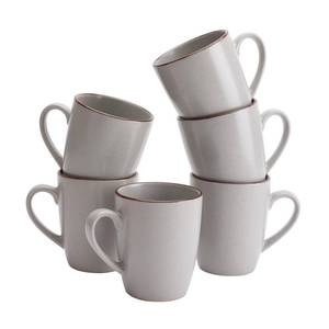 lot 13272 image: famiware Venus Coffee Mugs for 6, 14 oz Mug Set, Dringking Cup with Handle for Coffee, Tea, Cocoa, Milk, Ligth Gray