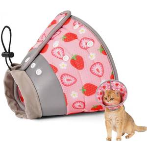 lot 14144 image: vont Cat Cone Collar Soft to Stop Licking, Adjustable Foldable Lightweight Kitten Recovery Collar After Surgery for Small Dogs, Elizabeth Cone of Shame Alternative -Strawberry(S)