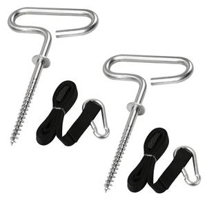 lot 14158 image: Ahuliao 24260 Shelter Tie Down Kit for Eskimo, Ice Fishing Shelter Anchors, Deluxe Ice Fishing Tent Anchors (2 Ice Fishing Tent Stakes & 2 Cam Straps with Carabiner Attachments)