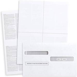 lot 14181 image: 100 W2 Forms 2025 with Envelopes, Blank W2 4 UP Tax Forms, Compatible with QuickBooks, Sage and other programs, Ideal for E-Filing, Laser or Inkjet Printers, 100 Sheets and 100 Self Seal Envelopes