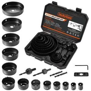 lot 14191 image: Luckyway Hole Saw Kit, 21-Piece Hole Saw Set, 34 to 5 Hole Saws Drill Bits Hole Cutter Kits with Storage Case for Soft Wood, Plastic, PVC and Drywall