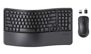 lot 14210 image: seenda Bluetooth Ergonomic Keyboard and Mouse, COE310 3 Multi-Device Connectivity, Rechargeable Wave Wireless Keyboard Mouse Combo, Compatible for WindowsmacOSPCLaptopMacBookiPad - Black