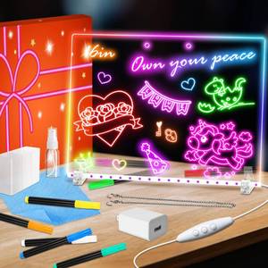lot 14211 image: 16 Led Drawing Board for Kids �� 4 Modes Led Note Board with Colors 7, Light up Drawing Board for Kids Adults, Acrylic Dry Erase Magic Boards for Writing Glow Art, Christmas Gifts for Grandkids, 20PCS