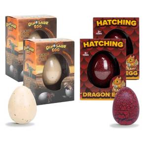 lot 14240 image: Class Collections Surprise Growing Dragon and Dinosaur Hatch Egg Kids Novelty Toy - Pack of 4, Red