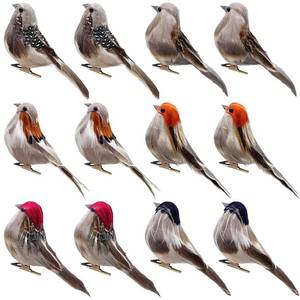 lot 14243 image: LWINGFLYER 12PCS Artificial Feathered Birds Decor 4inch Fake Bird Realistic Sparrow Covered Feathers Clip on Christmas Ornaments for Xmas Tree Decor Birthday Party Decoration Wreath Crafts
