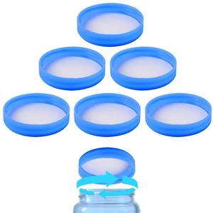lot 14245 image: (6-Pack) Calvana 53mm Reusable Water Jug Caps, Lids for 3 and 5 Gallon Water Jug, Water Bottle Cover Screw Top, Compatible with American Maid Plastic Water Bottles and Jugs Ranging, PP Material, Blue