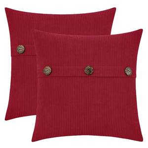 lot 14474 image: HWY 50 Red Chenille Throw Pillow Covers 18x18 Inch with Triple Buttons, Soft Farmhouse Accent Decorative Cushion Cases for Couch Sofa Bed Living Room Bedroom Pack of 2