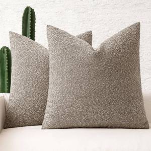 lot 14477 image: MIULEE 22x22 Inch Decorative Euro Sham Pillow Covers for Couch Bed Set of 2 Textured Boucle Neutral Throw Pillow Covers Light Taupe Accent Solid Pillowcases Sofa Living Room Home Decor