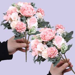 lot 14481 image: HZYZZYQ 2 Pack Artificial Peony Flowers, Silk Peonies Flowers Fake Peonies Artificial Flowers Peonies Hydrangea Bouquet for Centerpiece Table Wedding Party Home Decor (2, Pink  White)