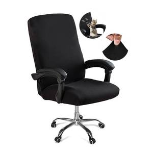 lot 14484 image: DVLOL Computer Office Chair Cover with Zipper,Universal Washable Removable Stretch Anti-dust Rotating Soft Office Seat Slipcover,High Back Desk Seat Protector for Pets (Black, Large)