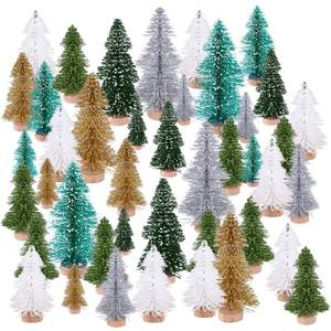 lot 14488 image: KUUQA 30Pcs Multicolor Mini Christmas Village Trees Bottle Brush Trees Trees Sisal Snow Frosted Trees Tabletop Trees for Christmas House Deocrations Diorama Models, Small Size Trees
