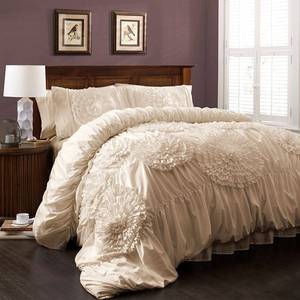 lot 19678 image: 3pc Queen Serena Comforter Set Ivory - Lush D�cor