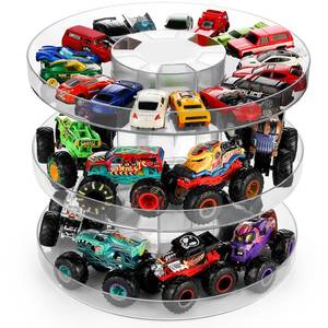lot 19692 image: RHCOM Display Case, 164 Scale Diecast Toy Car Storage,Compatible with Monster Jam Trucks, Parking Garage Diorama - Freestanding Storage with 3 Levels Maximum 60-80 Cars (Clear)
