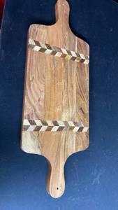 lot 19715 image: Handcrafted Wooden Serving Board with Inlay Design