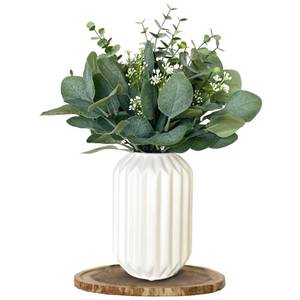 lot 19727 image: ROVALA Fake Eucalyptus Decor in White Ceramic Vase Realistic Faux Plants Indoor Tabletop Fake Desk Plants for Office Small Potted Plant Artificial Decor Small Fakeplants for Shelves Bathroom Kitchen