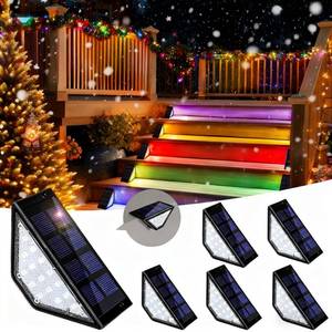 lot 20221 image: SOLPEX 6 Pack Solar Christmas Lights Outdoor, 24 LEDs Solar Stair Lights Outdoor Christmas Decorations for Porch Stair Step Deck Patio Yard Garden (RGB)