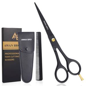 lot 20229 image: Professional 6.5�� Hair Cutting Scissors, Stainless Steel Hair Shears with Gold Screw, Hair Scissors Come with Comb & Carrying Pouch, Precision Hair cutting Kit for Home & Salon Use.