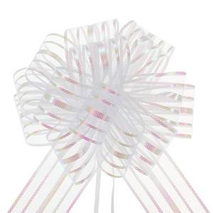 lot 20236 image: MECCANIXITY 5pcs 6 Inch Organza Large Pull Bow Metallic Gift Wrapping Bows Ribbon Chiffon Yarn White for Wedding Baskets Presents Christmas Valentines Day