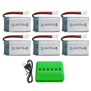 lot 20241 image: sea jump 6PCS 3.7V 800mAh 25C Lipo Battery with Molex Plug and 6in1 Charger Compatible with WLtoys SYMA Most Drone Quadcopters, Aerial Drones, Gliders, Robot Batteries