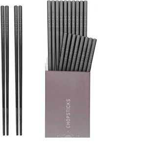 lot 20243 image: HIWARE 10 Pairs Fiberglass Chopsticks - Reusable Chopsticks Dishwasher Safe, 9 12 Inches - Black