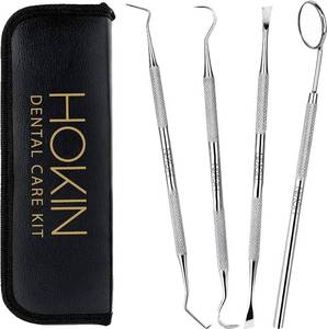 lot 20244 image: Dental Tools HOKIN Plaque Remover Teeth Cleaning Tool 4 Pcs Dental Care Kit Tooth Filling Repair Set Stainless Steel Dental Tools for Men Women Kids and Pet Care