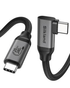 lot 20246 image: Silkland 20Gbps USB C Data Cable Right Angle, Short 1.6FT 90 Degree USB C 3.2 Gen 2x2 High Speed Data Transfer Cable, 5K4K 60Hz Monitor Display, 240W PD, Type C Compatible for SSD, Hub, Dock,eGPU
