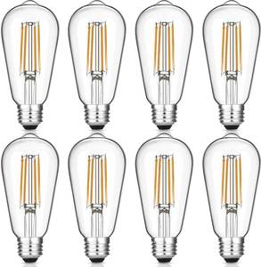 lot 20263 image: Gozelux Vintage LED Edison Bulbs, 6W, Equivalent 60W, Dimmable, Warm White 2700K, ST58 Antique LED Filament Bulbs with 90 CRI, E26 Medium Base, Clear Glass, 8 Count (Pack of 1)