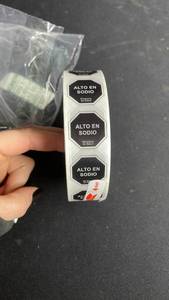 lot 20268 image: Spanish Alto En Sodio Warning Label Roll