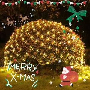 lot 2219 image: JMEXSUSS Net Lights Outdoor Mesh Lights, 200 LED 9.8ft x 6.6ft Christmas Net Light Outdoor Waterproof, Plug in Bush Light for Lawn Ceiling Hedge Garden Patio Christmas Tree Decor(Warm White)