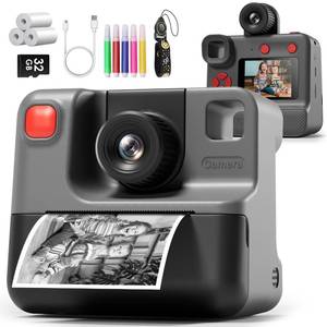 lot 2221 image: Instant Print Camera for Kids, 1080P Kids Instant Cameras,HD Digital Video Cameras Toddler 3 Print Paper & 32G Card,Christams Birthday Gifts for Girls Boys Age 3-12 (Black)