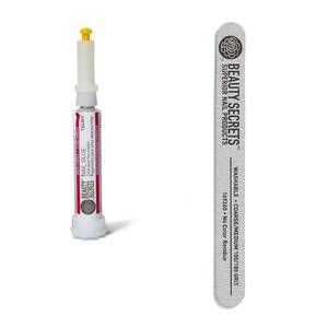 lot 2231 image: Beauty Secrets Drip & Clog Proof Nail Glue (1 Pack) Bundled with Zebra Cushion Nail File Medium Coarse 180100 Grit by Beauty Secrets