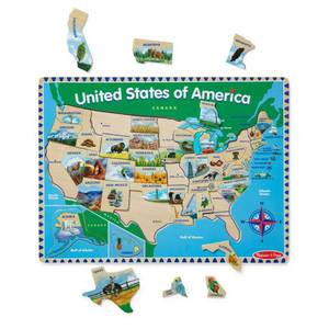 lot 2245 image: Melissa & Doug USA Map Wooden Puzzle (45 pcs)