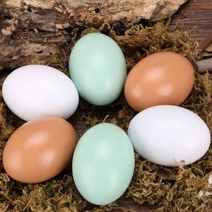 lot 2254 image: Wooden Fake Eggs-6Piece by Green FABWOOD
